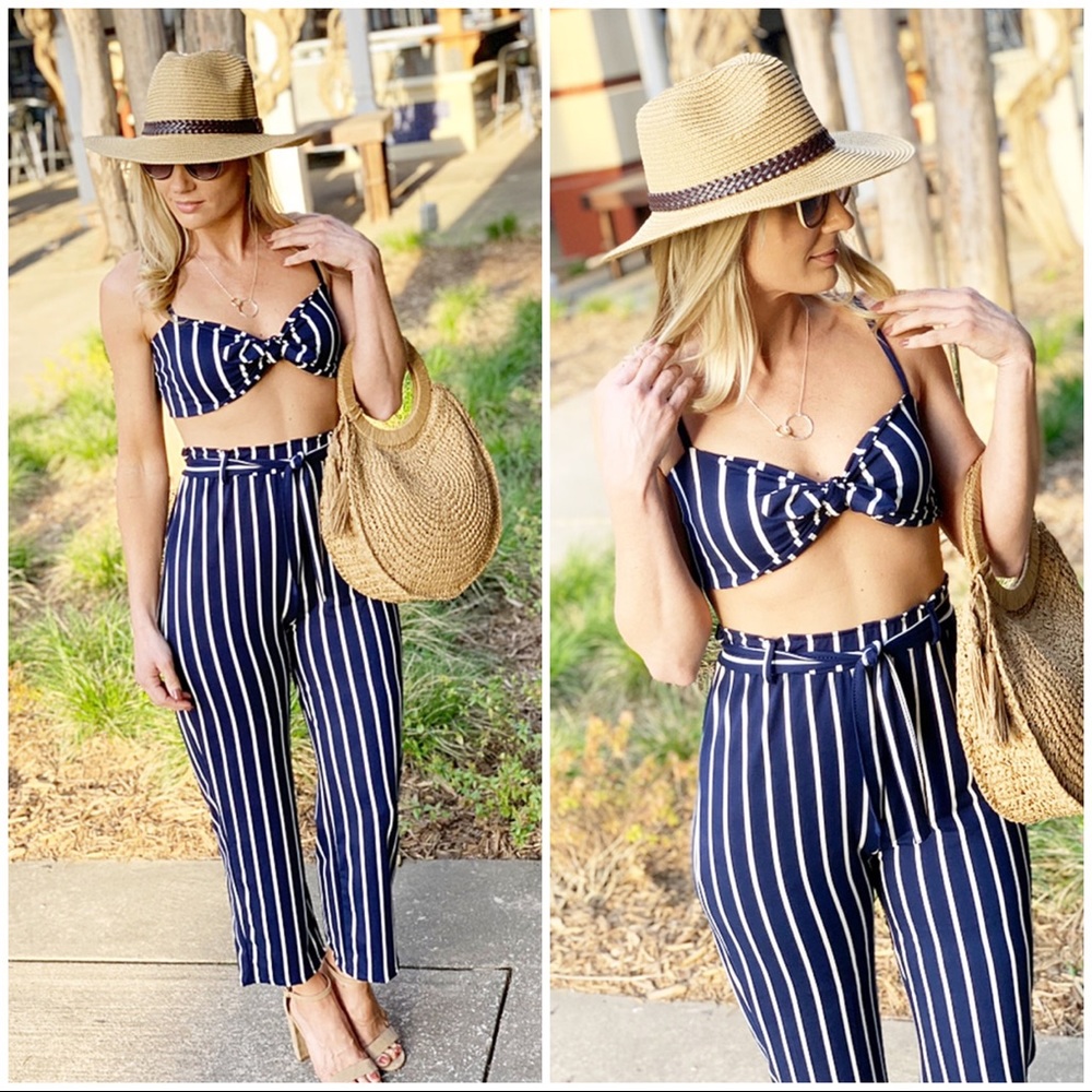 Navy striped 2 piece set